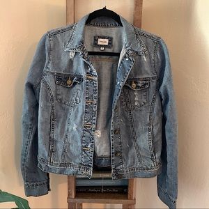 Sneak Peak by Buckle Pocketed Distressed Denim Jacket, M